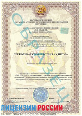 Образец сертификата соответствия аудитора Железногорск (Курская обл.) Сертификат ISO 13485